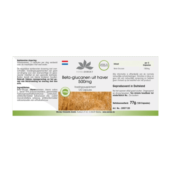 Beta-Glucan aus Hafer 500mg (Warnke)_niederländisch