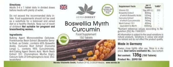 Boswellia Myrrhe Curcumin (Warnke) - englisch