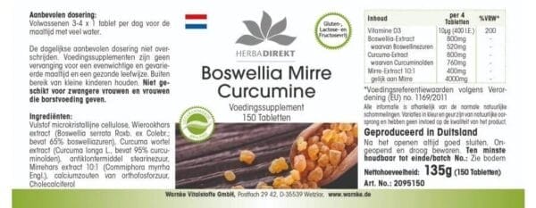 Boswellia Myrrhe Curcumin (Warnke) - niederländisch