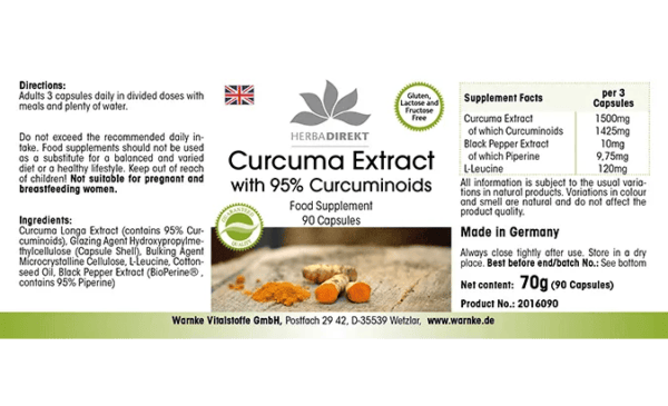 Curcumin Extrakt mit 95% Curcuminoiden (Warnke) - englisch