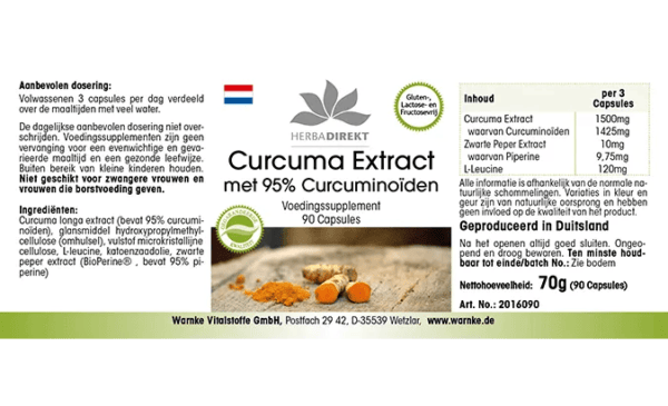 Curcumin Extrakt mit 95% Curcuminoiden (Warnke) - niederländisch