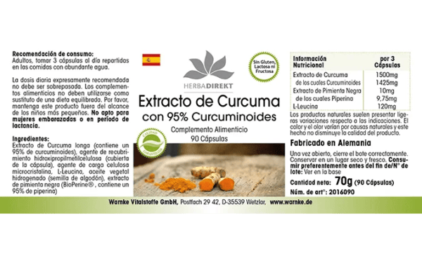 Curcumin Extrakt mit 95% Curcuminoiden (Warnke) - spanisch