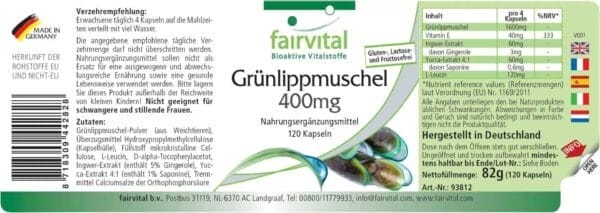 Grünlippmuschel 400mg (fairvital)_deutsch