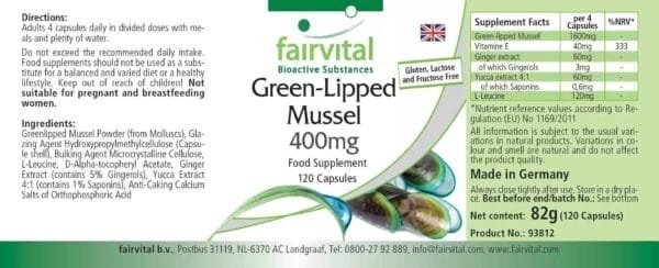 Grünlippmuschel 400mg (fairvital)_englisch