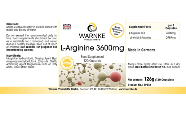 L-Arginin 3600mg (Warnke) - englisch