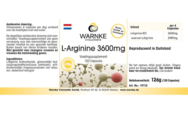 L-Arginin 3600mg (Warnke) - niederländisch