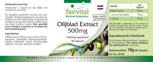 Olivenblatt Extrakt 500mg (fairvital) niederländisch