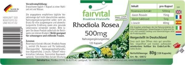 Rhodiola Rosea 500mg (fairvital) deutsch