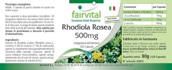 Rhodiola Rosea 500mg (fairvital) italienisch