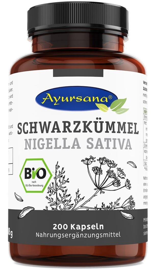 Schwarzkümmel Kapseln 450mg vegan - BIO (Ayursana)