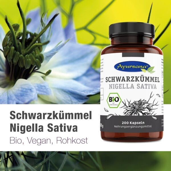 Schwarzkümmel Kapseln 450mg vegan - BIO (Ayursana)_2