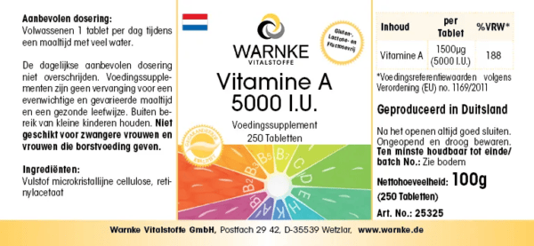 Vitamin A 5000 I.E. (Warnke) - niederländisch