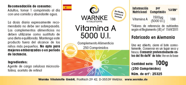 Vitamin A 5000 I.E. (Warnke) - spanisch