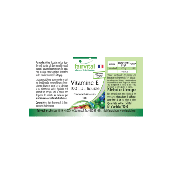 Vitamin E-Öl flüssig - 100I.E. pro 3 Tropfen (fairvital)_französisch