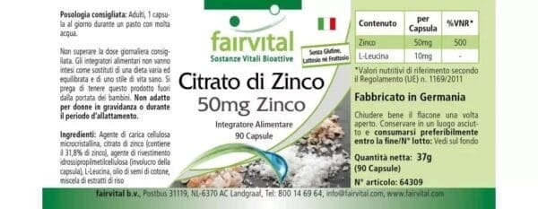 Zinkcitrat mit 50mg Zink (fairvital)_italienisch