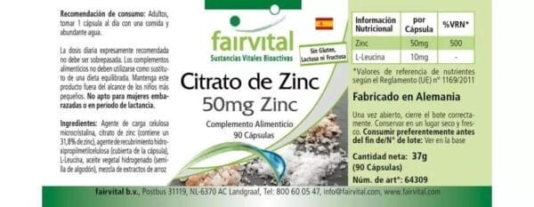 Zinkcitrat mit 50mg Zink (fairvital)_spanisch