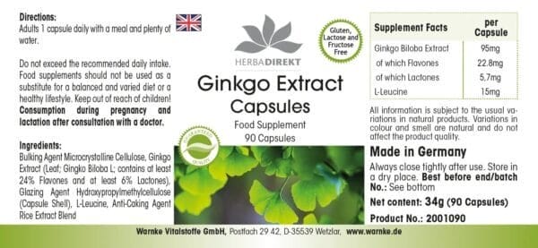Ginkgo Biloba Extrakt 95mg (Warnke)_englisch