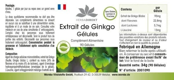 Ginkgo Biloba Extrakt 95mg (Warnke)_französisch