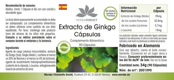 Ginkgo Biloba Extrakt 95mg (Warnke)_spanisch